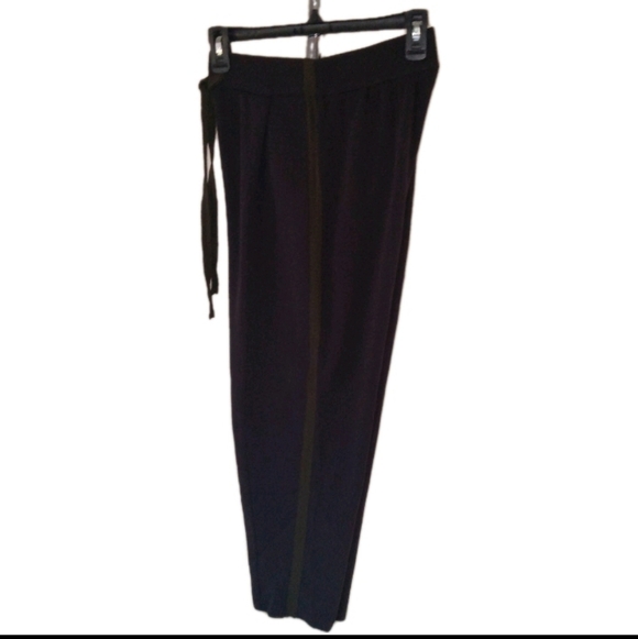 System Black Hi Waisted Olive Stripe Stretch Knit Straight Pants XS/S - Picture 1 of 10